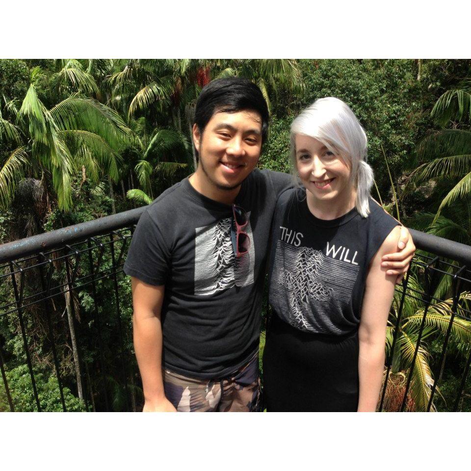 I had to yell at Mat to get this photo. Worth it. 
Both of us also refused to change our shirts that day...