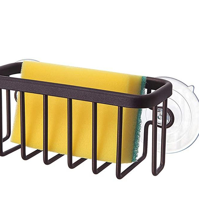 SunnyPoint NeverRust Kitchen Sink Suction Holder for Sponges, Scrubbers, Soap, Kitchen, Bathroom, 6.02" x 6.34" x 2.56", Aluminum (ORB, 1)