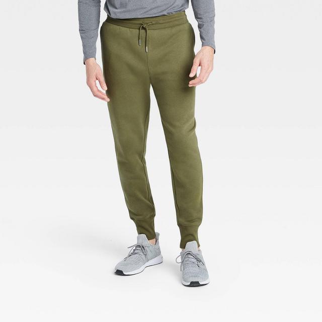 Men's Cotton Tapered Fleece Joggers - All in Motion™ Olive XL
