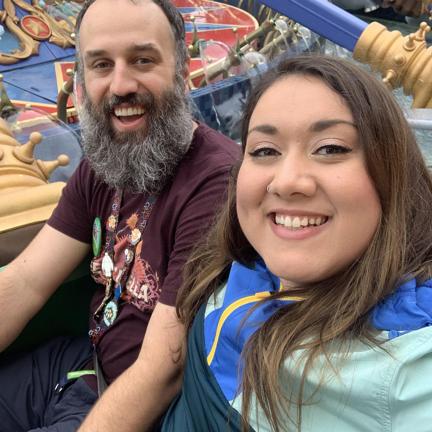 Riding "Dumbo" together at DisneyWorld