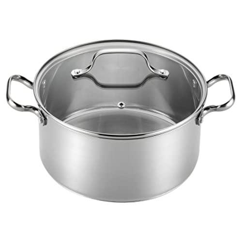 T-fal E75846 Performa Stainless Steel Dishwasher Safe Induction Compatible Dutch Oven Cookware, 5.5-Quart, Silver