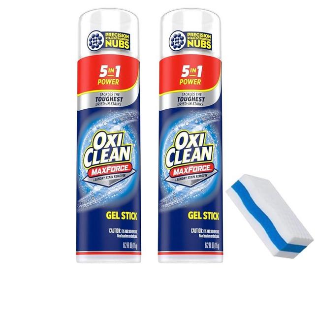 Clean Max Force Stain Remover 6.2 Ounce 2-Pack – Stain Stick for Clothes, – Stain Grabbing Nubs Grease Stain Remover for Clothes – Plus 1 EDoomi Magic Sponge Eraser