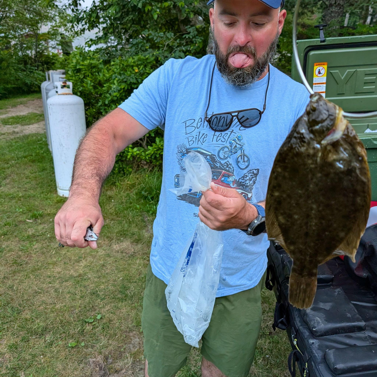 Levi's first spear fishing catch that he was really proud of and happy about.