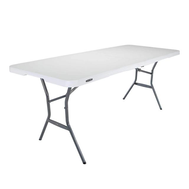 Lifetime 25011 Fold In Half Light Commercial Table, 6 Feet, White Granite