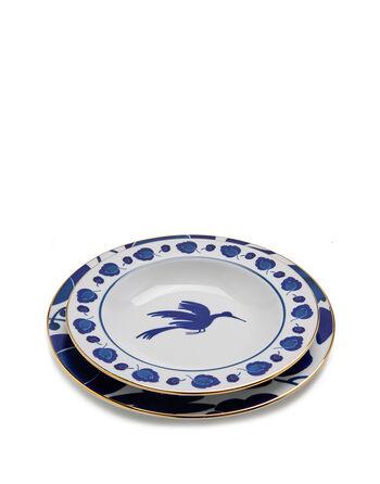 Soup & Dinner Plate SetWildbird Blu in Porcelain