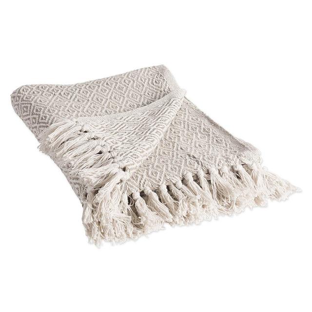 DII Rustic Farmhouse Cotton Diamond Blanket Throw with Fringe For Chair, Couch, Picnic, Camping, Beach, & Everyday Use , 50 x 60" - Double Diamond Stone