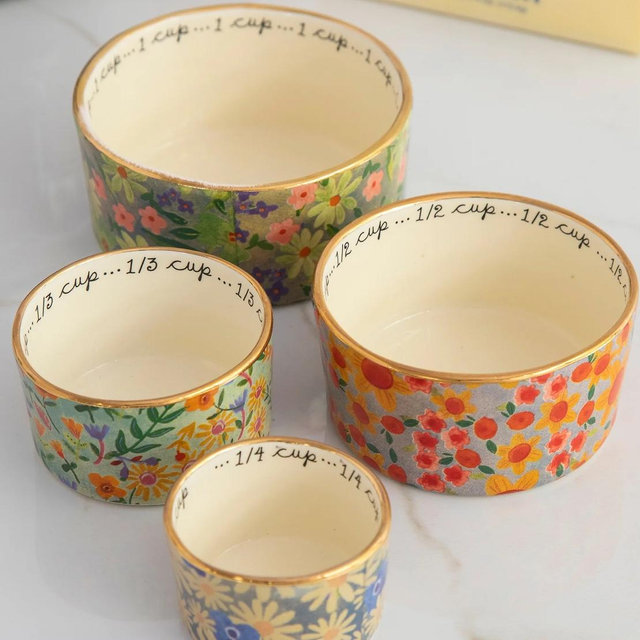 Ceramic Nesting Measuring Cups - Multi Floral