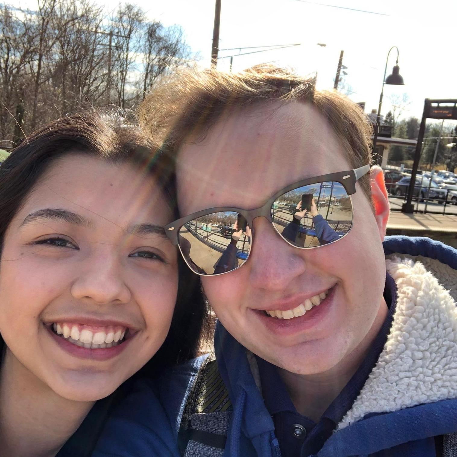 At the train station to go to D.C. for Valentine's Day