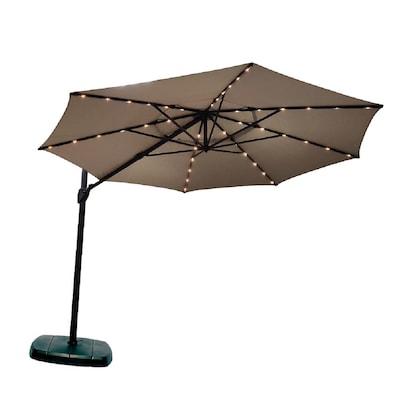 SimplyShade 11-ft Greige Solar Powered Crank Cantilever Patio Umbrella with Base