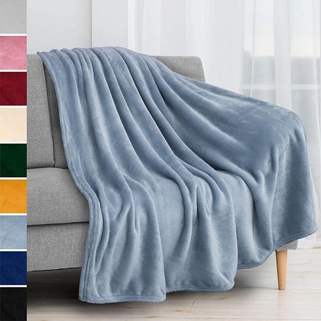 PAVILIA Fleece Blanket Throw | Super Soft, Plush, Luxury Flannel Throw | Lightweight Microfiber Blanket for Sofa Couch Bed (Light Blue, 50x60 inches)