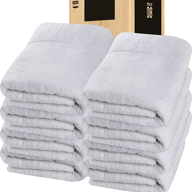 Utopia Towels - Luxurious Jumbo Bath Sheet 8 Piece - 600 GSM 100% Ring Spun Cotton Highly Absorbent and Quick Dry Extra Large Bath Towel - Super Soft Hotel Quality Towel (35 x 70 Inches, White)