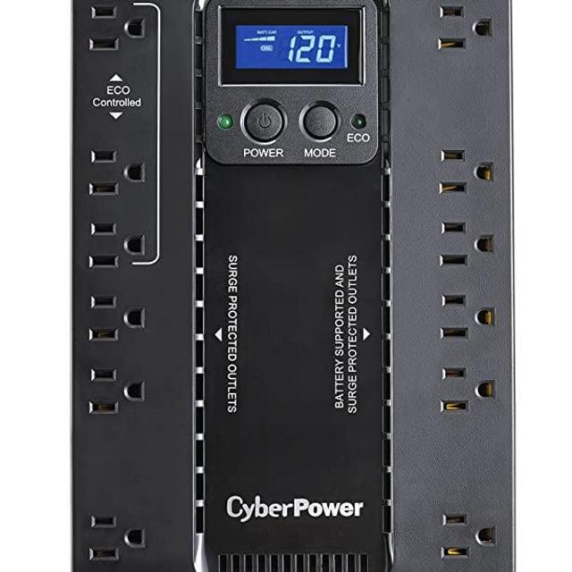 CyberPower EC850LCD Ecologic Battery Backup & Surge Protector UPS System, 850VA/510W, 12 Outlets, ECO Mode, Compact, Uninterruptible Power Supply