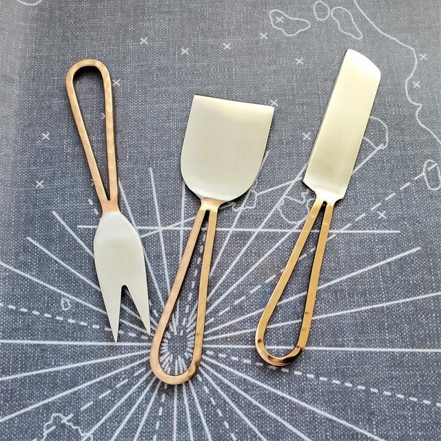 3 Piece Cheese Knife Set - Rose Gold, hand...