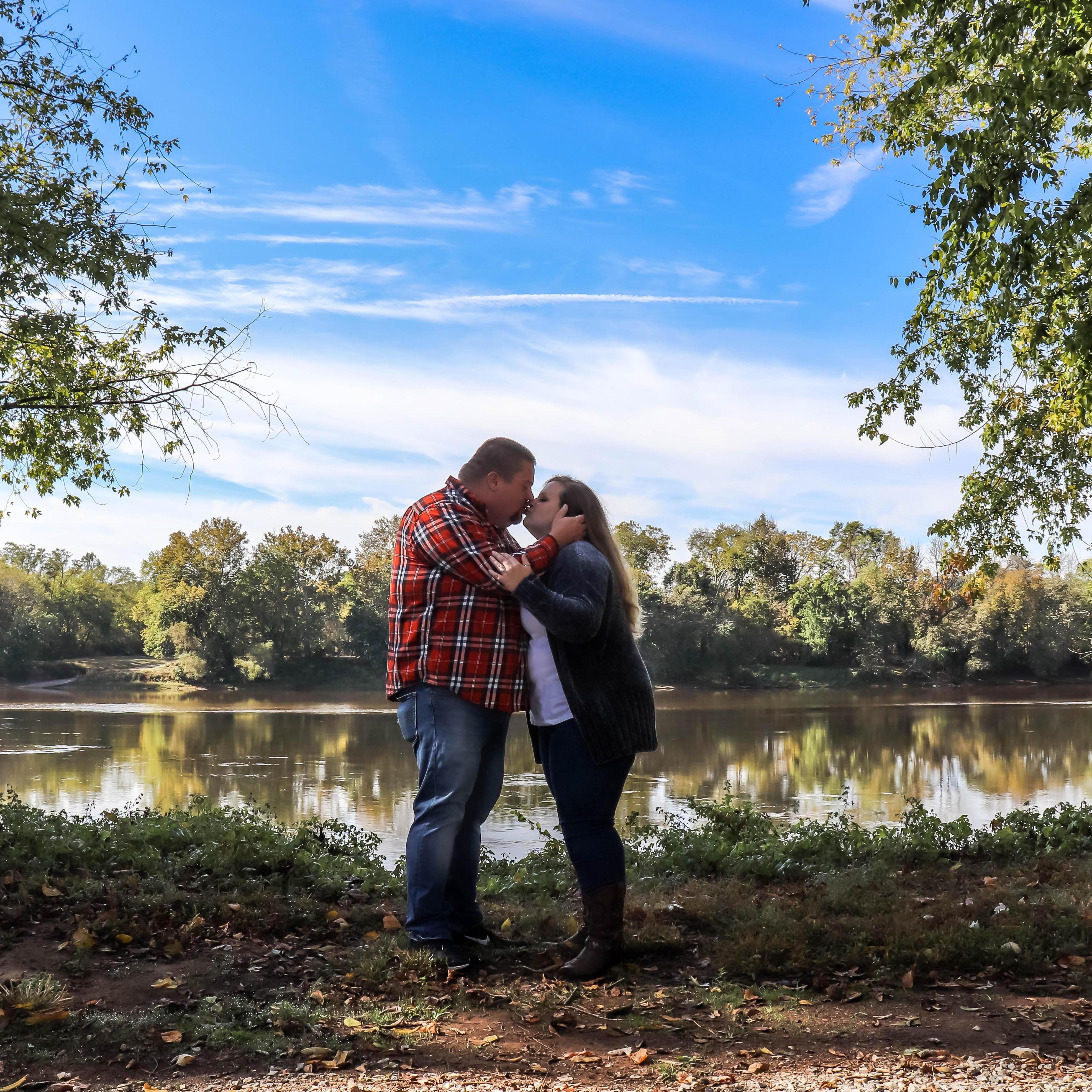 Sharing a kiss at our favorite spot
