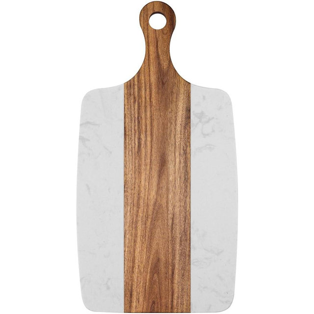gzcmxh Marble charcuterie board: Acacia wood marble chopping board - suitable for kitchen, great gift for friends (white)