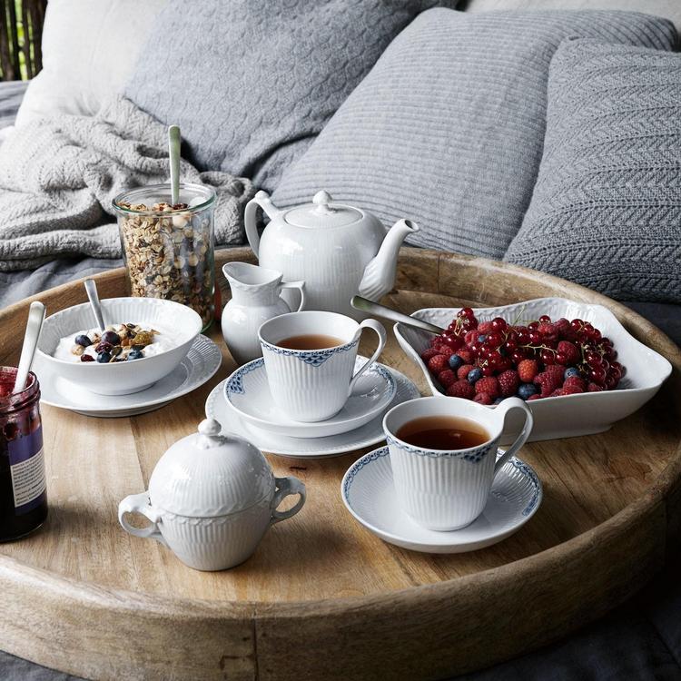 Royal Copenhagen, White Fluted Half Lace Cereal Bowl | Zola