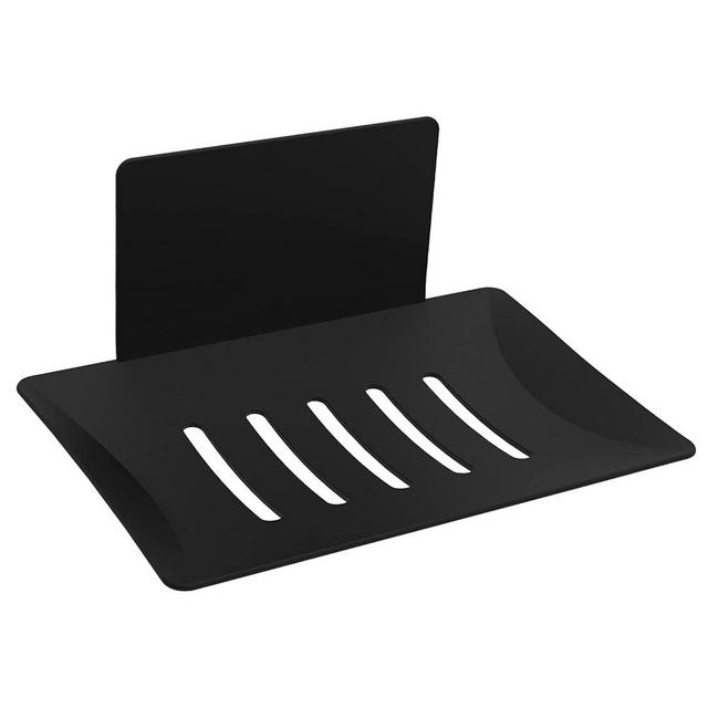 Self-Adhesive Bar Soap Dish for Shower, Wall Mounted Soap Holder for Bathroom, Stainless Steel Soap Tray Black (Black 1Pack)