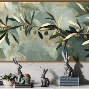 Sage Green Olive Branch Panoramic Wall Art