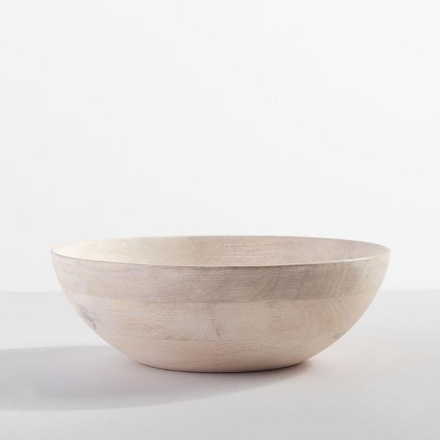 Chateau Acacia Wood Salad Bowl, Small 11" - White Washed