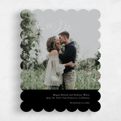Black Scalloped Wedding Save the Date - Belencito Photo