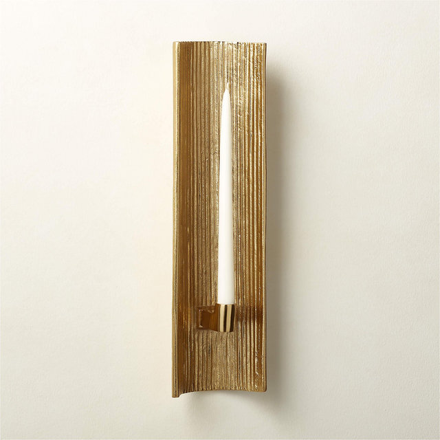 Ripple Brass Wall Sconce Taper Candle Holder