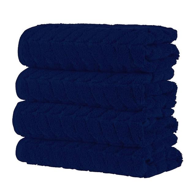BAGNO MILANO 100% Turkish Cotton Jacquard Luxury Towel Set – Quick Dry Non-GMO Ultra-Soft, Plush and Absorbent Luxury Durable Turkish Towels Set (Navy Blue, 4 Pcs Hand Towel Set)