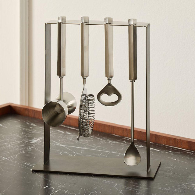 Ve Metal Barware Tools Set, Rustic Silver, Each
