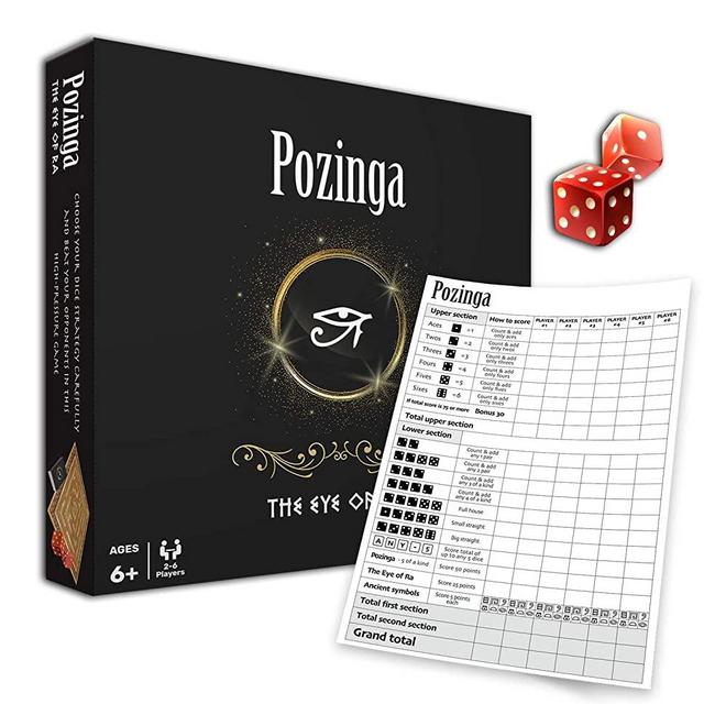 Yahtzee Pozinga Board Game for the whole Family | Dice Scoreboard Pawns and Playing Cards