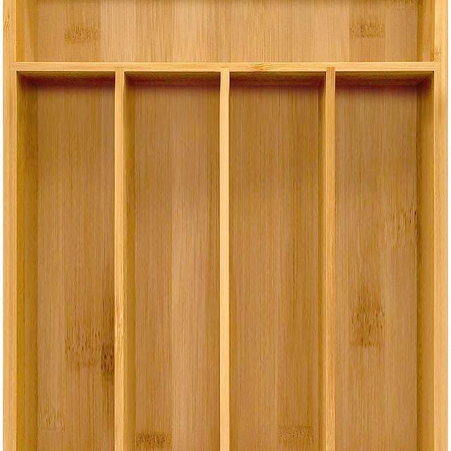 Utopia Kitchen Bamboo Silverware Organizer- 5 Compartments - Bamboo Drawer Organizer - Bamboo Hardware Organizer (1-Pack)