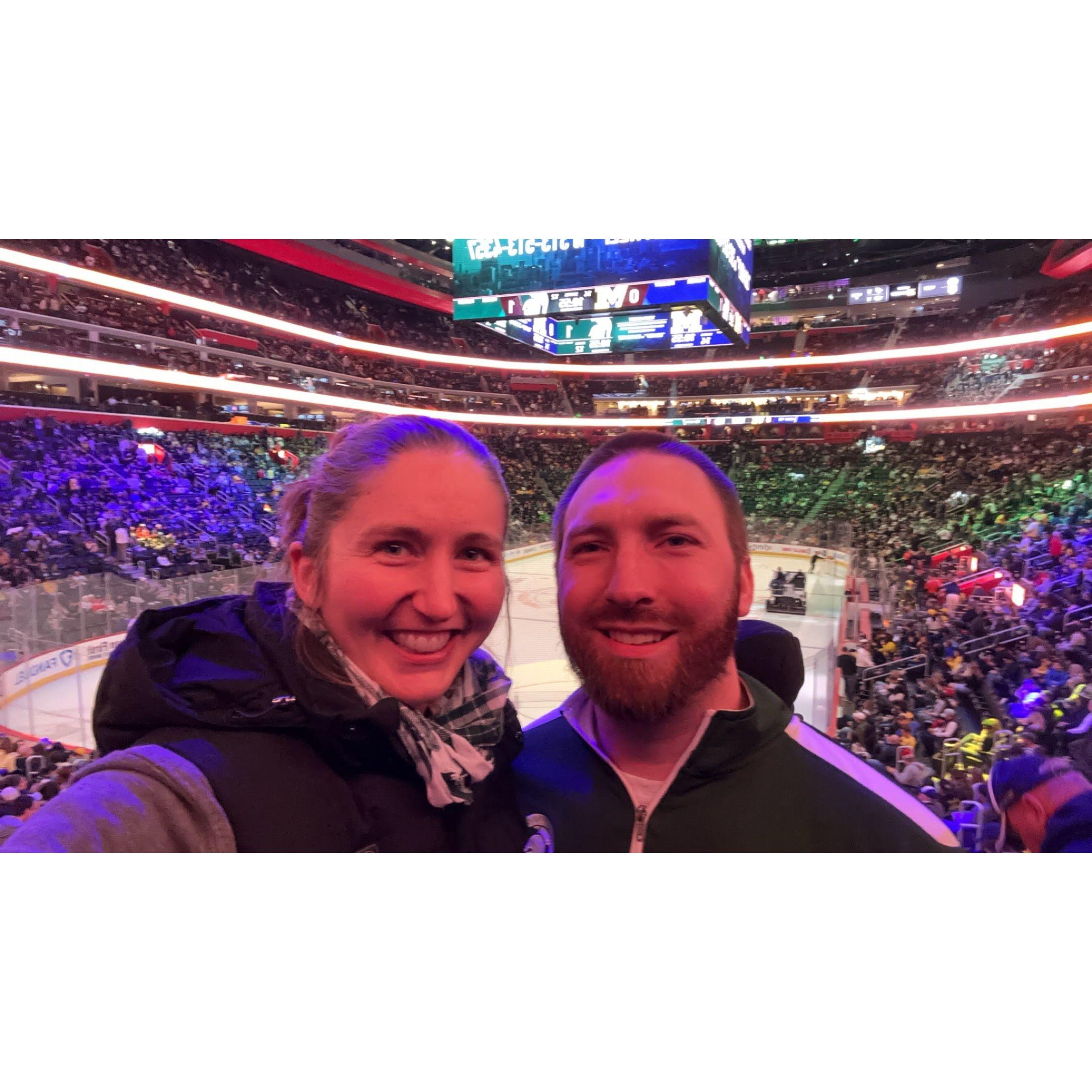 Our first MSU hockey game together: MSU vs. U of M at Joe Louis. A Spartan victory!