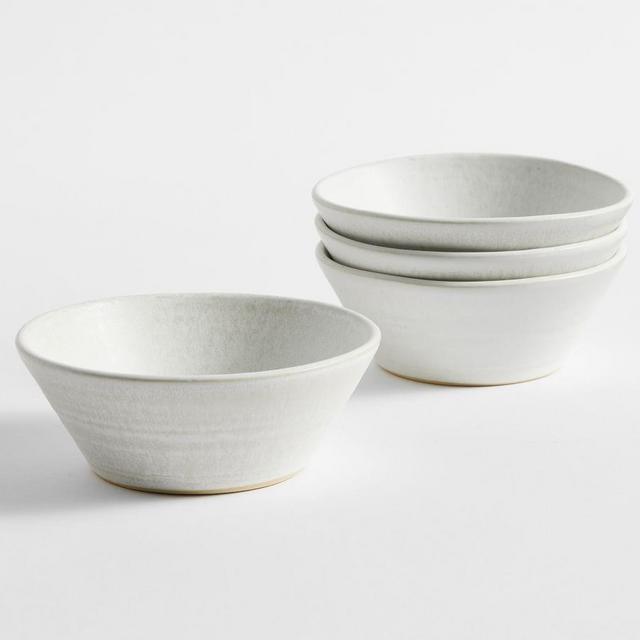 Larkin Reactive Glaze Stoneware Dip Bowls, Set of 4 - White