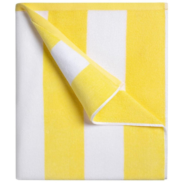 cabanana Large Oversized Beach Towel - 35 x 70 Inch Cotton Pool Towel, Yellow Striped Soft Cabana Swim Towel