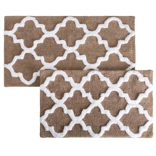 2pc Trellis Bath Mat Set Taupe - Yorkshire Home