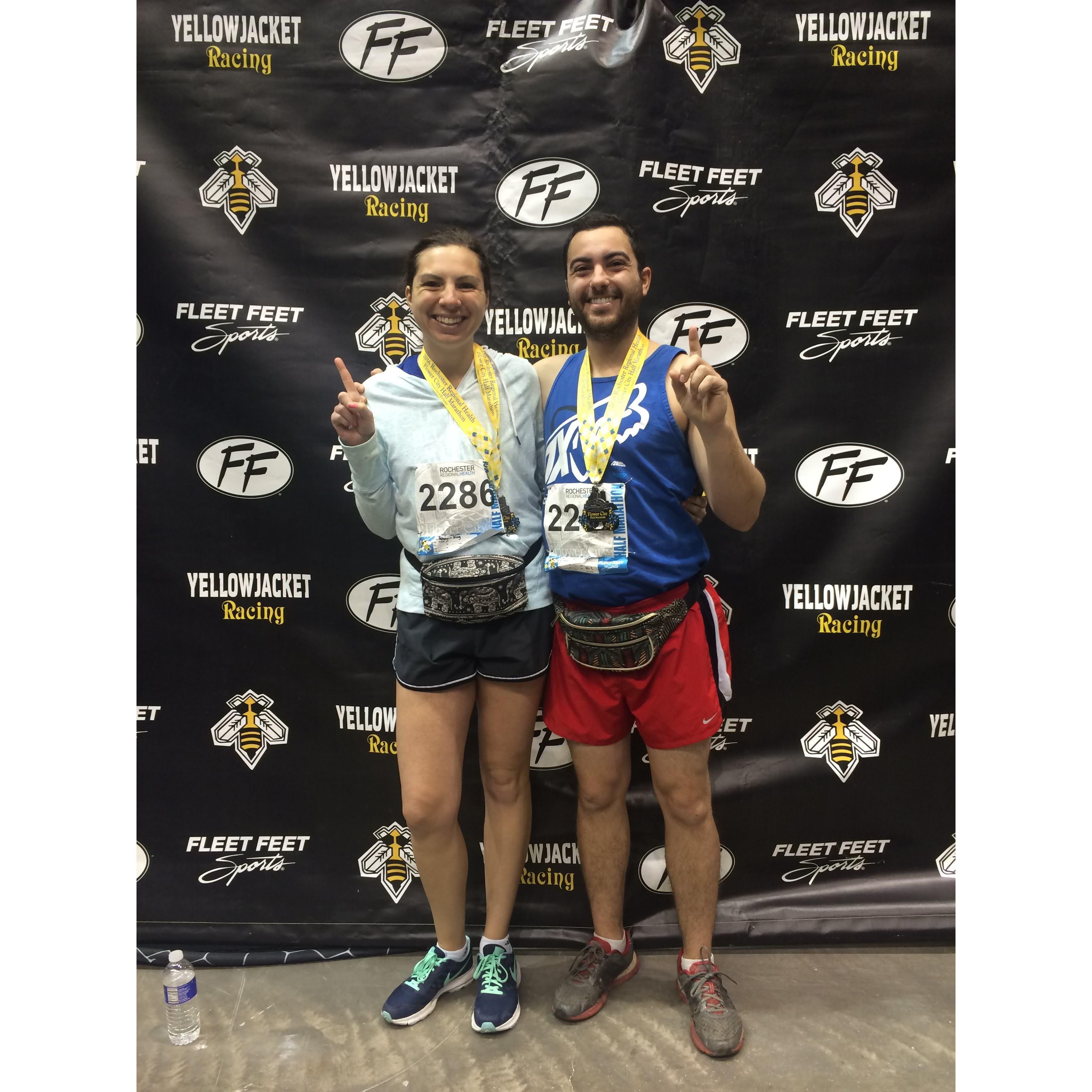 Our first half-marathon together in April 2016.