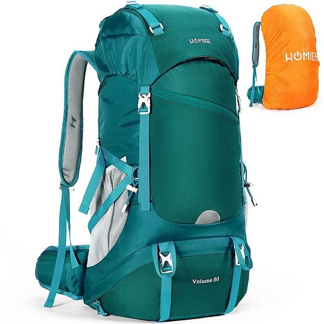 HOMIEE 50L Hiking Backpack, Waterproof Travel Backpack with Rain Cover, Hiking Daypacks for Outdoor Sports, Camping, Climbing
