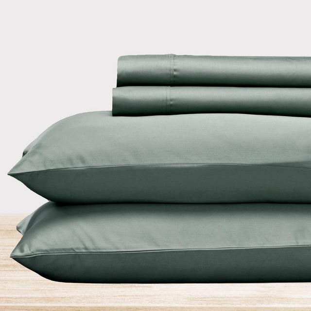 Sage Green King Sheet Set - 100% Cotton Bed Sheets, 400 Thread Count Sateen Weave, Deep Pocket 4 Piece Bedding - California Design Den