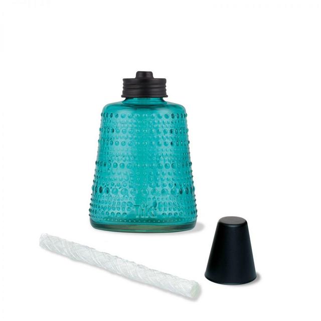 CARNIVAL GLASS TABLE TORCHES IN GREEN, PURPLE AND BLUE - 3 PACK