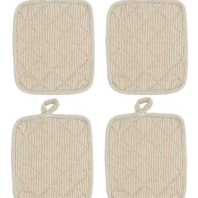 American Linen Pot Holders, Hot Pads, Table Pads for Kitchen and Dining Table, Non Slip Heat Resistant Hot Pot Holder (Beige, 4 Pack)