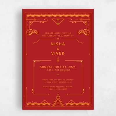 Red Wedding Invitation - Sona Portrait