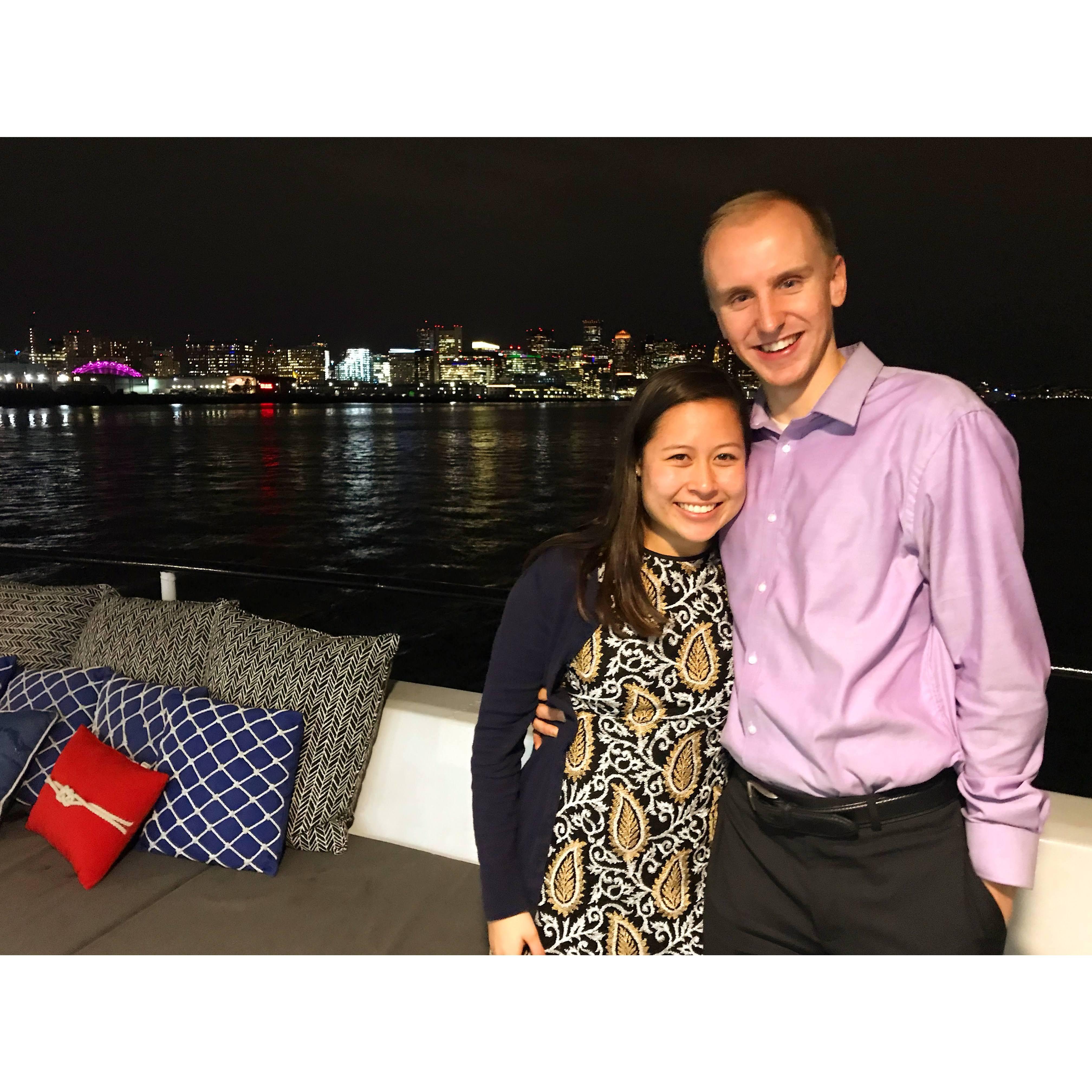 Trying to look professional at our 1st work holiday party