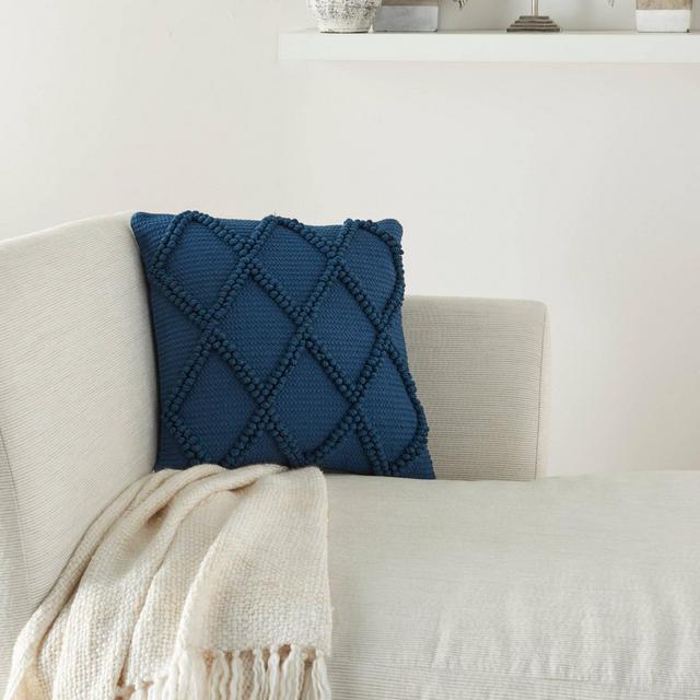 18"x18" Life Styles Diamond Lattice Throw Pillow Navy - Mina Victory