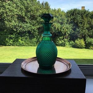 Stunning Rare Victorian Art Deco Emerald Green Glass Decater 30cm tall
