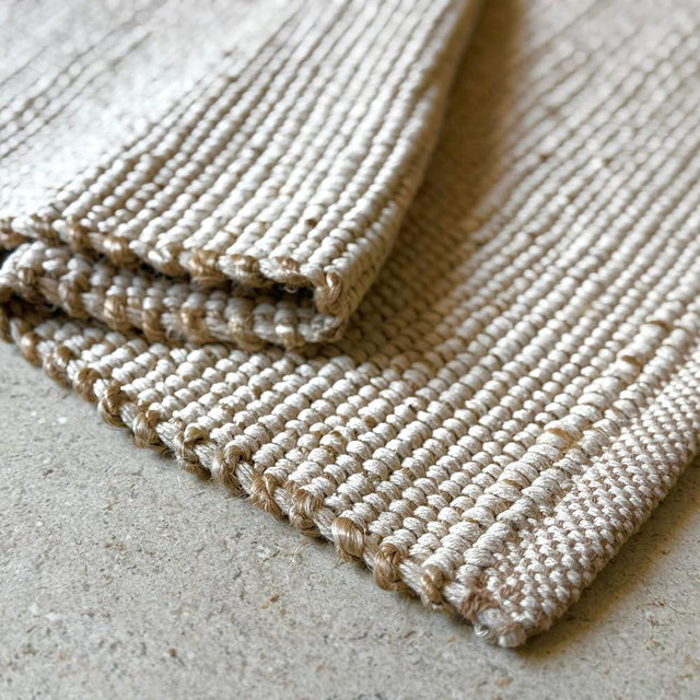 S & L Homes 4' x 6' Jute Cotton Hand Woven Natural Farmhouse Area Rug for Living Room - Rustic Vintage Bohemian Décor - (Natural)