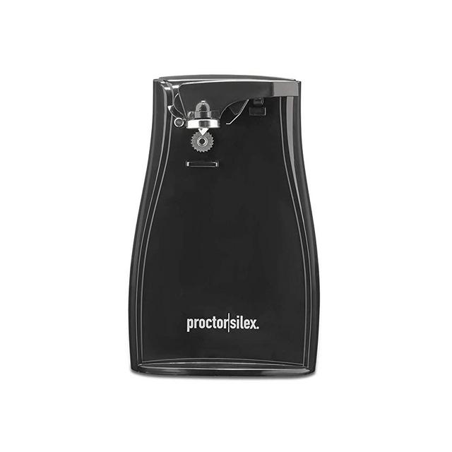 Proctor Silex Power Electric Automatic Can Opener with Knife Sharpener, Twist-off Easy-Clean Lever, Cord Storage, Black (75217F)