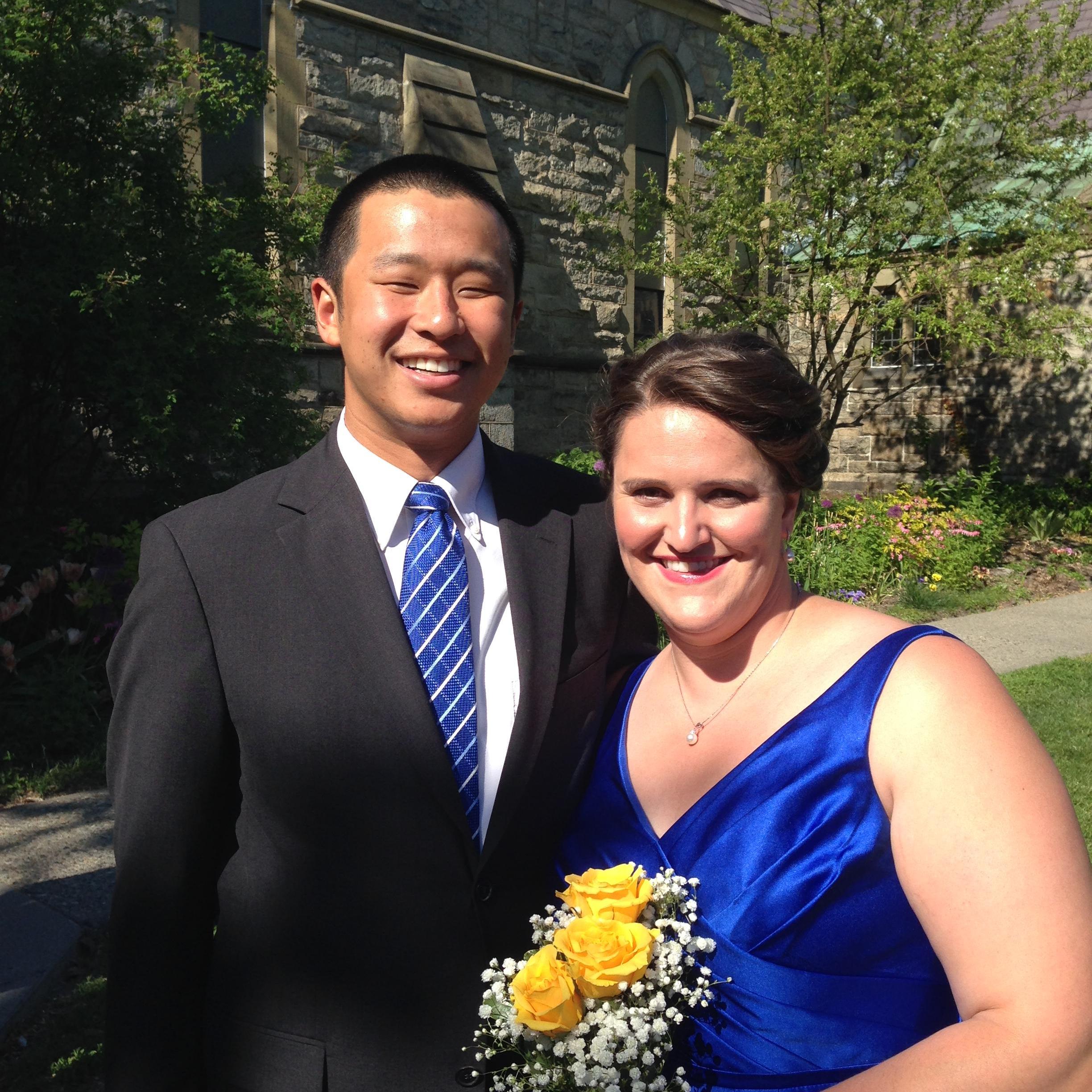 We were in New Hampshire attending one of Amelia's best friends wedding. Chuck always attempts to match his tie to Amelia's dress.