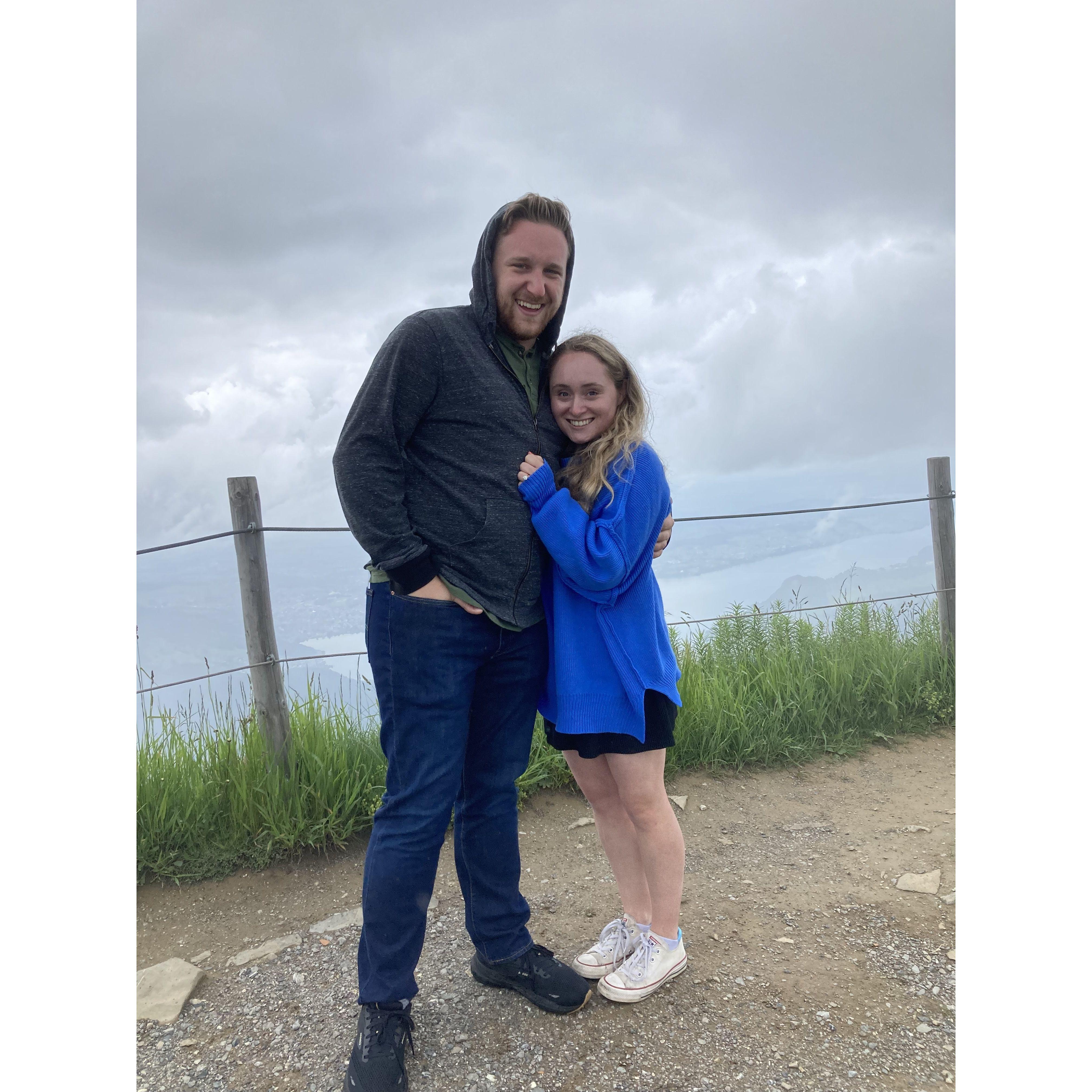 We took a cable car to the top of the Alps for this shot!