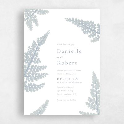 Soft Teal, Grey Wedding Invitation - Dane Portrait