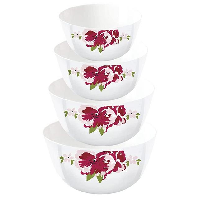 Borosil Serving Bowls for Entertaining, Set of 4, (2x32OZ + 2x48OZ), Lightweight Ceramic Bowls, Large Bowls for Food Storage, Mixing bowls With Lids, Prep Bowls for Salad, Microwave & Dishwasher Safe