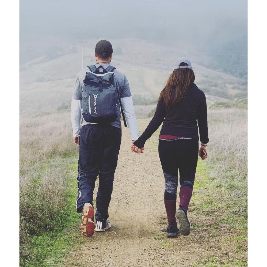 Chris and Kahea hiking.