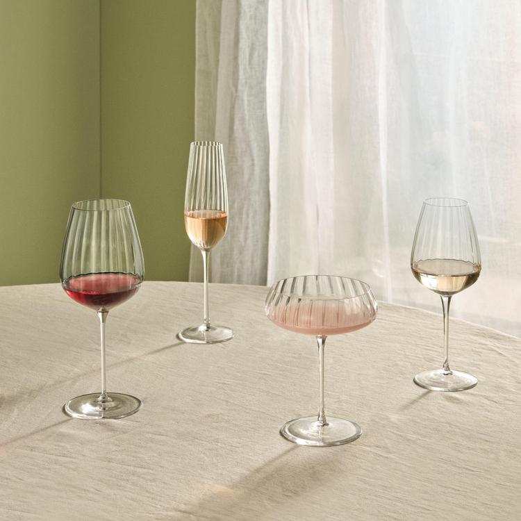 Nude Glass dimple Champagne Glass, Set of 2 - Clear